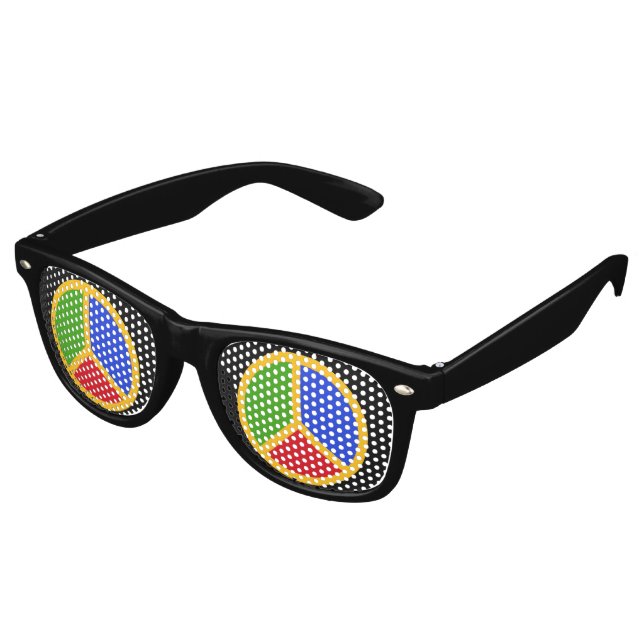 Colourful Peace Sign party glasses (Angled)
