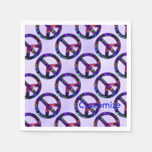 Colourful Peace Sign Pattern Lavender Napkins