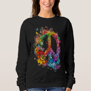 Colourful peace sign peace flowers peace dove worl sweatshirt