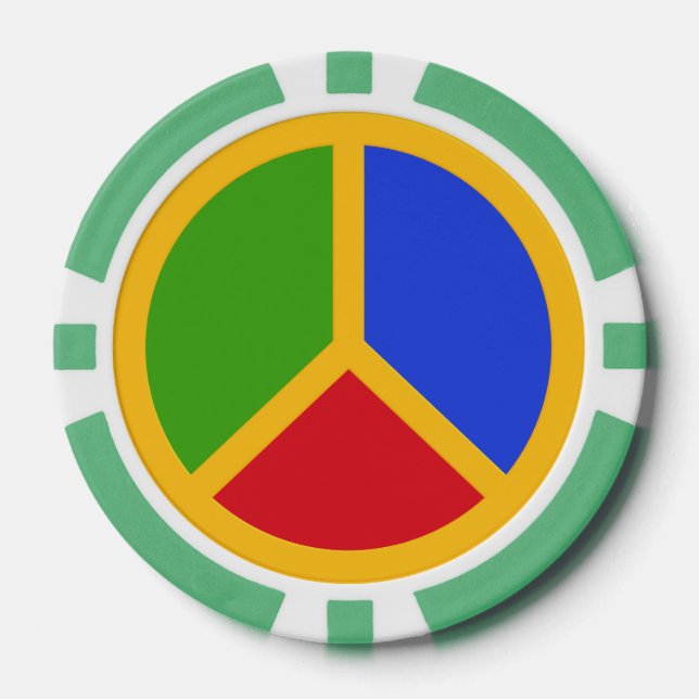 Colourful Peace Sign poker chips (Front)