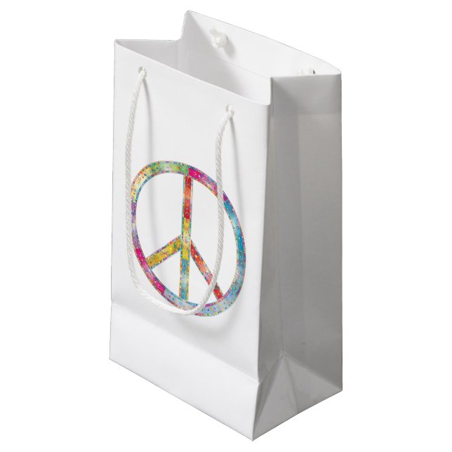 Colourful Peace Sign Small Gift Bag (Front Angled)