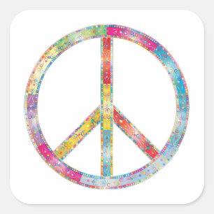 Colourful Peace Sign Square Sticker