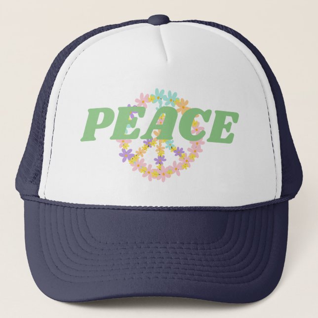 Colourful Peace Sign Trucker Hat (Front)