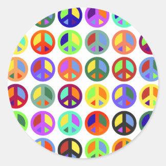 Colourful Peace Signs Classic Round Sticker