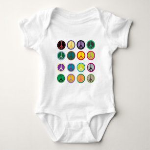 Colourful Peace Signs - Peace Sign pattern Baby Bodysuit