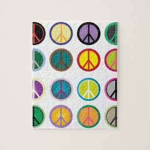 Colourful Peace Signs - Peace Sign pattern Jigsaw Puzzle