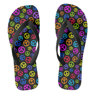 Colourful Peace Symbol Pattern Thongs