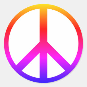 Colourful peace symbol round sticker