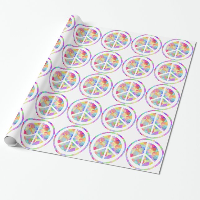 Colourful Peace Symbol Wrapping Paper (Unrolled)