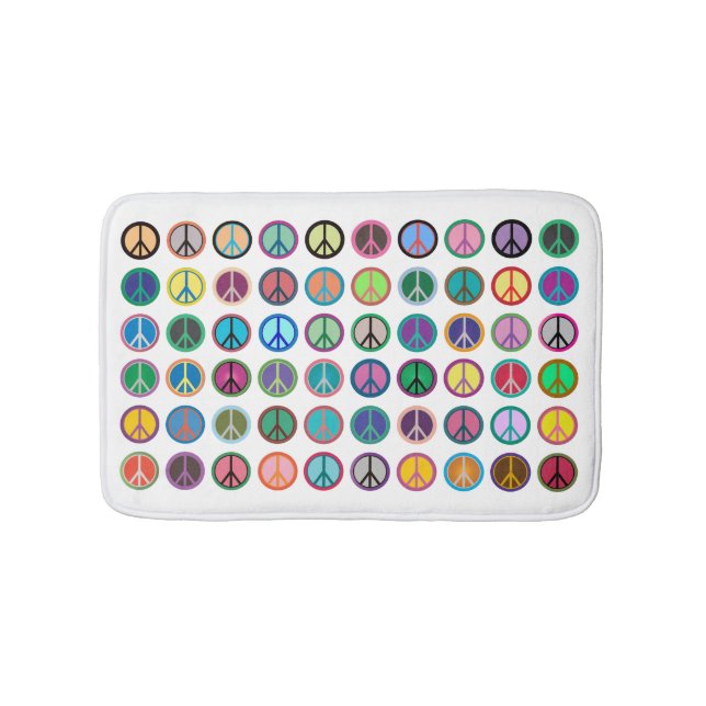 Colourful Peace Symbols Bath Mat (Front)