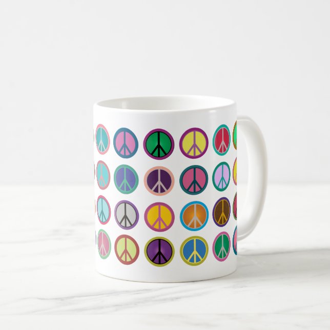 Colourful Peace Symbols Coffee Mug (Front Right)