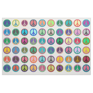 Colourful Peace Symbols Fabric