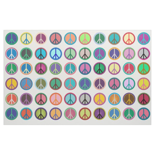 Colourful Peace Symbols Fabric (Yard)