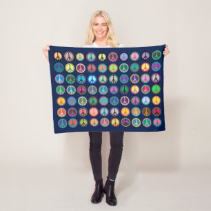 Colourful Peace Symbols Fleece Blanket