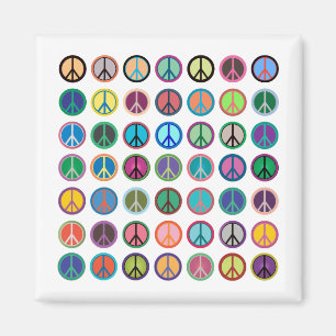 Colourful Peace Symbols Magnet