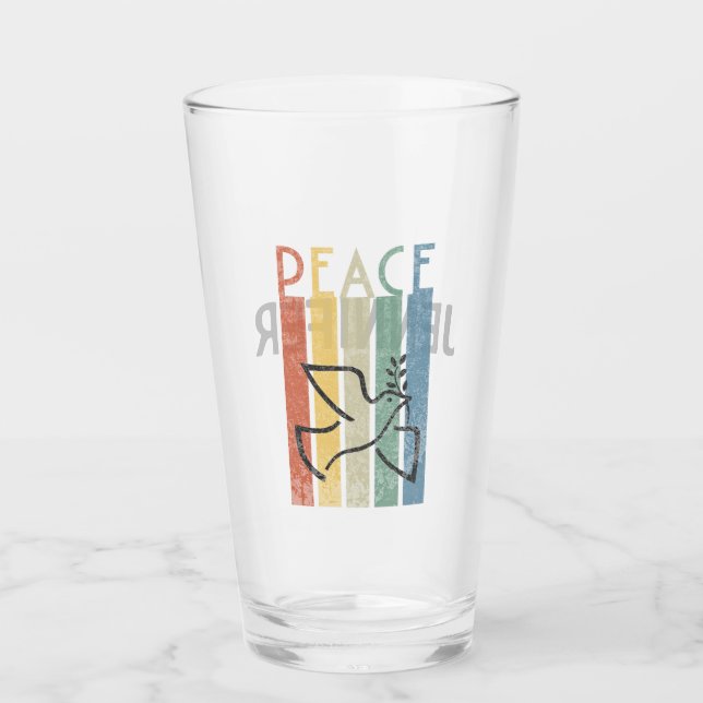 Colourful peace text design glass (Front)