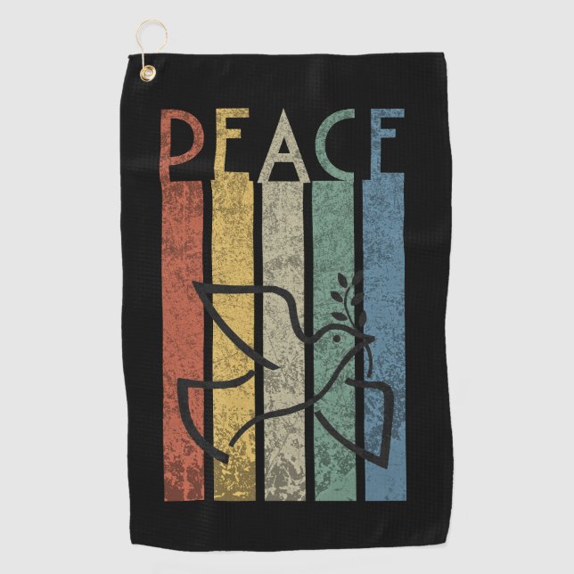 Colourful peace text design golf towel (Front)