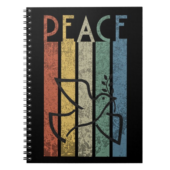 Colourful peace text design notebook (Front)