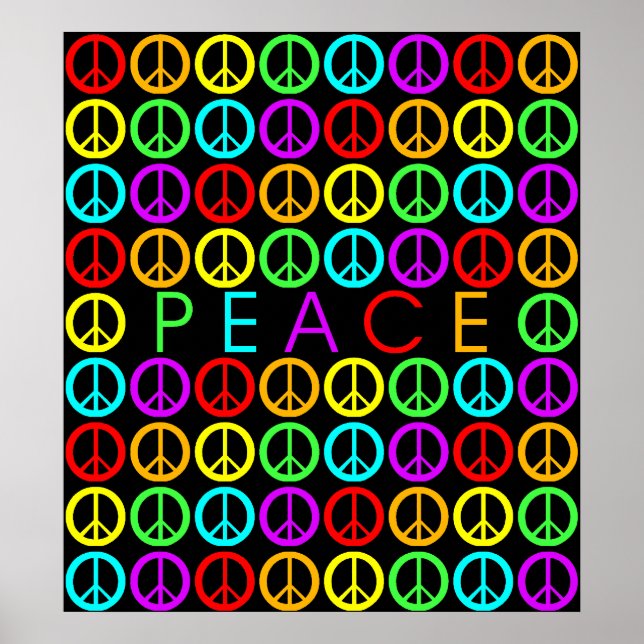 Colourful PEACE w/peace signs (Front)