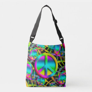 Colourful PEACE web seamless pattern + your ideas Crossbody Bag