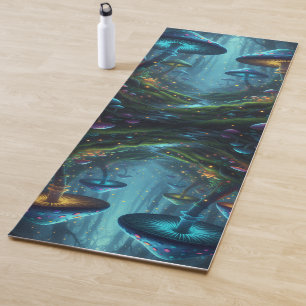 Colourful Peaceful Mushrooms Yoga Mat