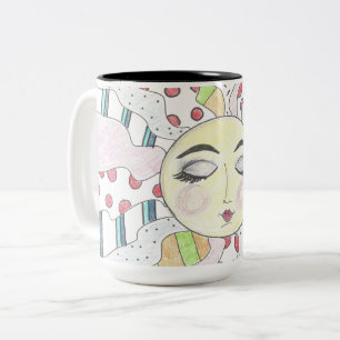 Colourful, peaceful sun - Two-Tone coffee mug