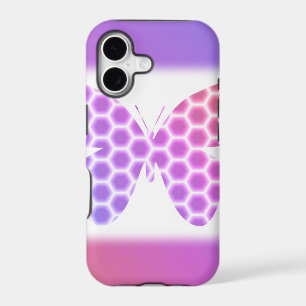Colourful Peach Pink Purple Geometric Butterfly Ar