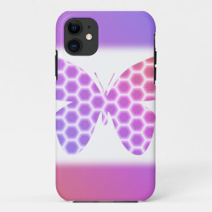 Colourful Peach Pink Purple Geometric Butterfly Ar iPhone 11 Case