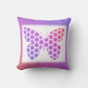 Colourful Peach Pink Purple Geometric Butterfly Ar Cushion