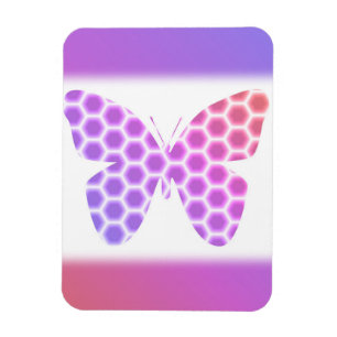 Colourful Peach Pink Purple Geometric Butterfly Ar Magnet