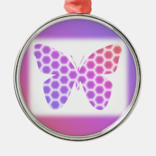 Colourful Peach Pink Purple Geometric Butterfly Ar Metal Tree Decoration
