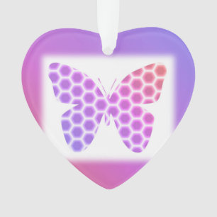 Colourful Peach Pink Purple Geometric Butterfly Ar Ornament