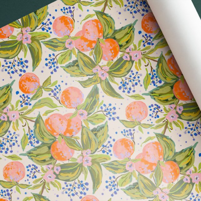 Colourful peaches with flowers  wrapping paper (Creator Uploaded)