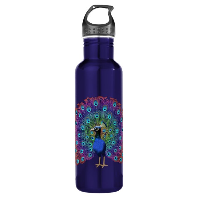 Colourful Peacock 710 Ml Water Bottle (Front)