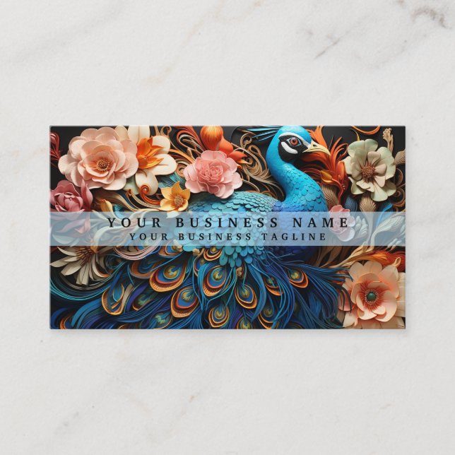 Colourful Peacock Business Cards (Front)