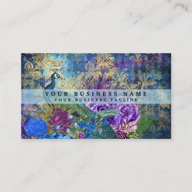 Colourful Peacock Business Cards (Front)
