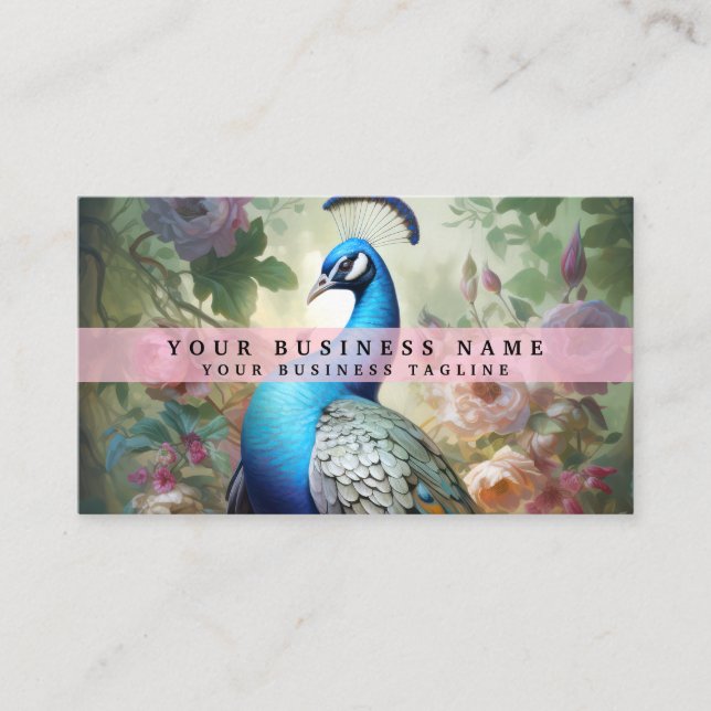 Colourful Peacock Business Cards (Front)