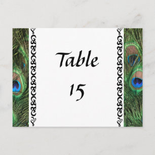 Colourful Peacock Eyes Wedding Table Numbers Postcard