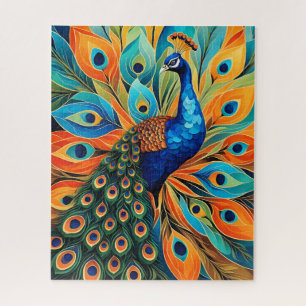Colourful Peacock Feather Art Jigsaw Puzzle