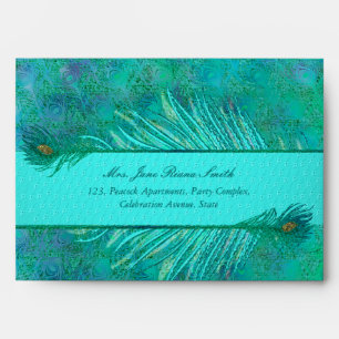 Colourful Peacock feather banner elegant  envelope
