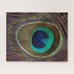 Colourful Peacock Feather   Custom Jigsaw Puzzle