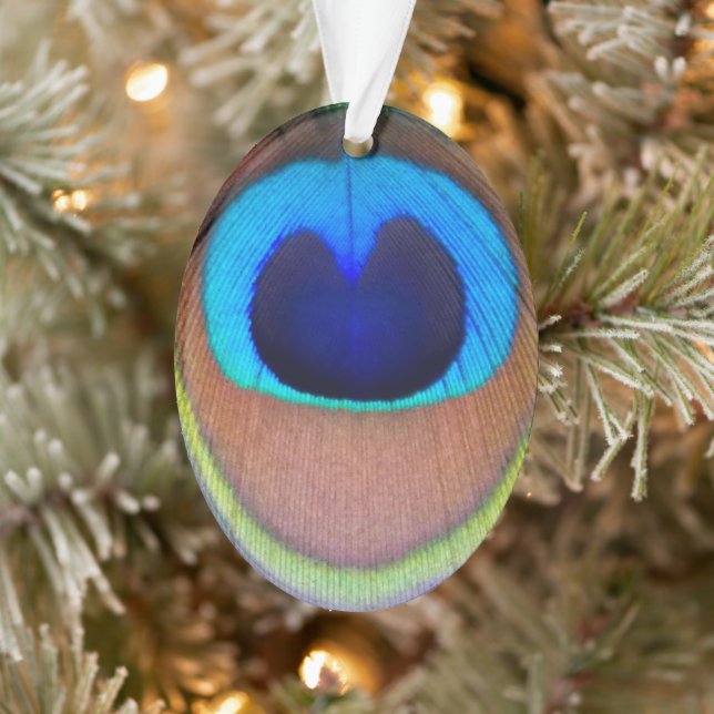 Colourful Peacock Feather Eyespot Holiday Ornament (Tree)