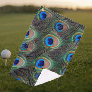 Colourful Peacock Feather Eyespot Pattern Golf Towel