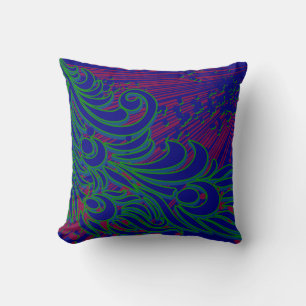 Colourful Peacock Feather Modern Abstract Design Cushion