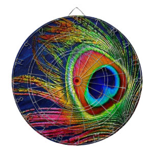 Colourful Peacock Feather Print Dartboard