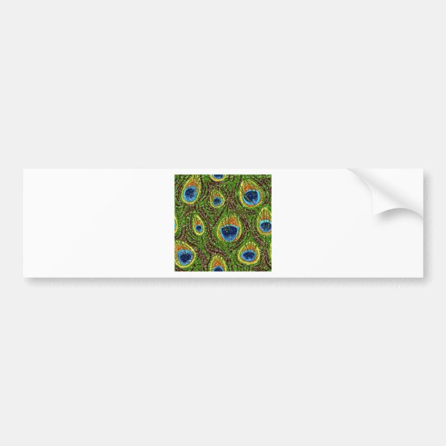 Colourful Peacock Feathers Print Bumper Sticker (Front)