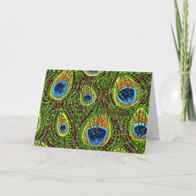 Colourful Peacock Feathers Print  Card (Front)