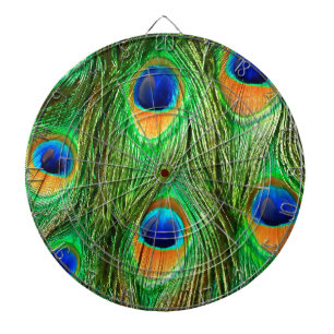Colourful Peacock Feathers Print Dartboard