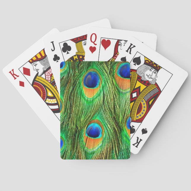 Colourful Peacock Feathers Print Playing Cards (Back)
