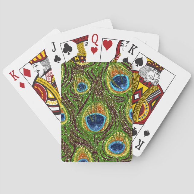 Colourful Peacock Feathers Print Playing Cards (Back)